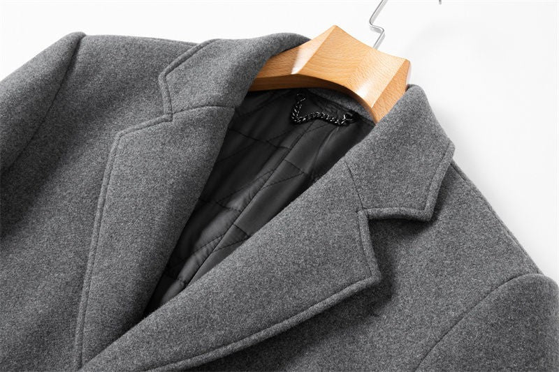 Woolen overcoat for men, fashionable middle-aged mid-length business casual windbreaker, men's woolen coat