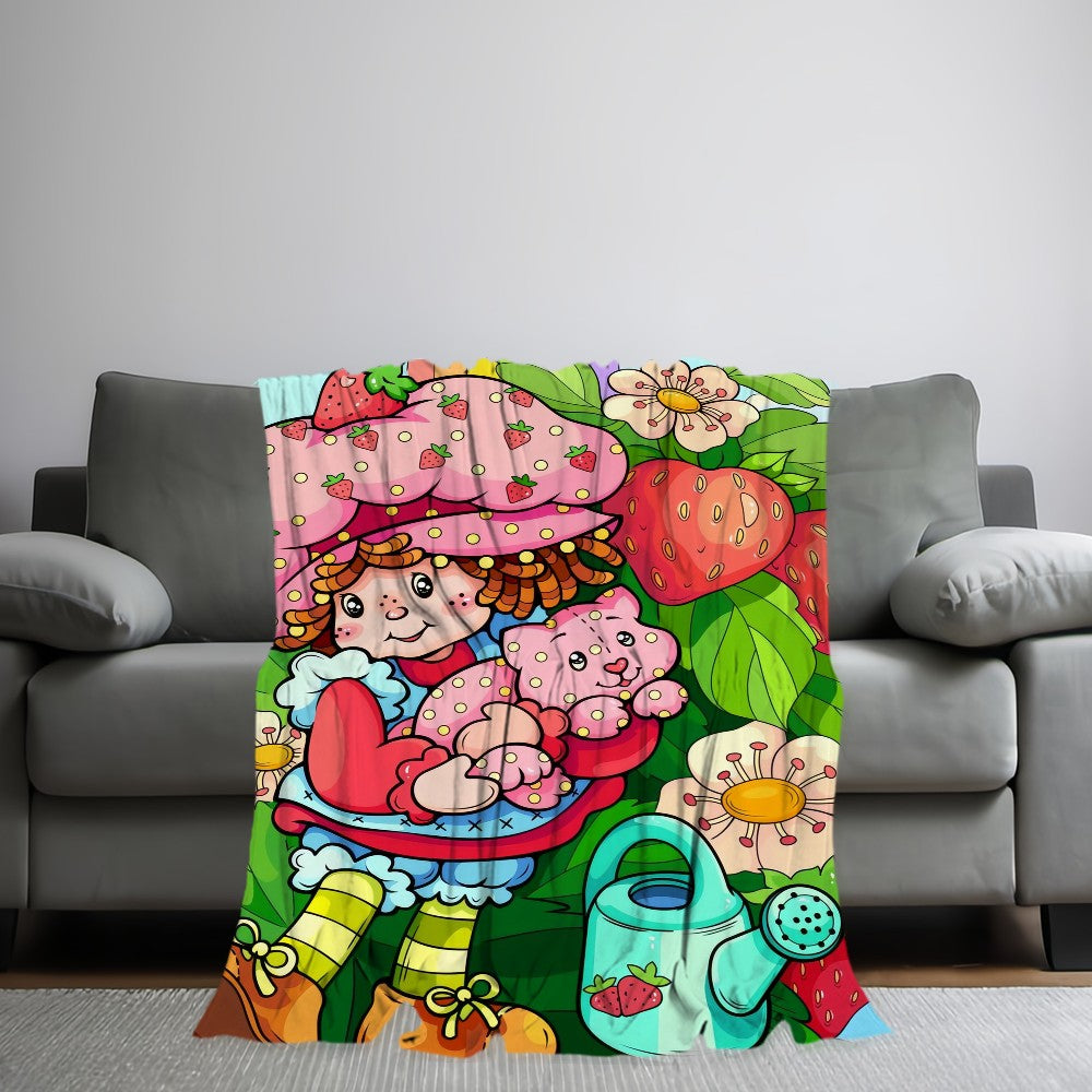 Cute S-Strawberry S-Shortcake Blanket Skin friendly comfort warm soft plush blanket suitable sofa living room office bedroom