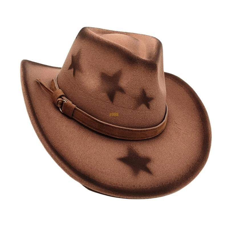 Homburg Cowboy Hats Old Fashion Porkpie Hat Stylish Panama Hat Belt Fedoras