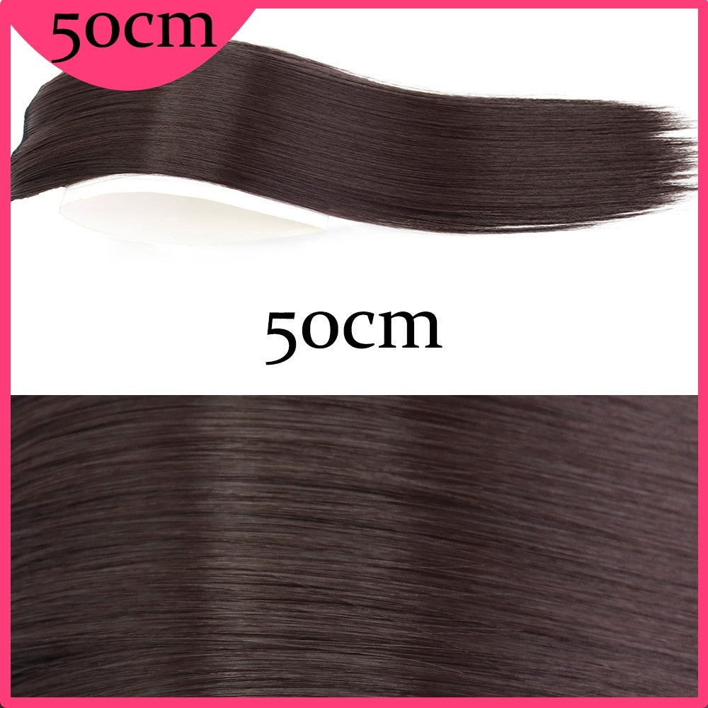 MERISI HAIR Apliques de Cabelo Sintético Liso Invisível com 2 Presilhas, Aumento de Volume, Extensões de Cabelo, Cobertura Lateral Superior