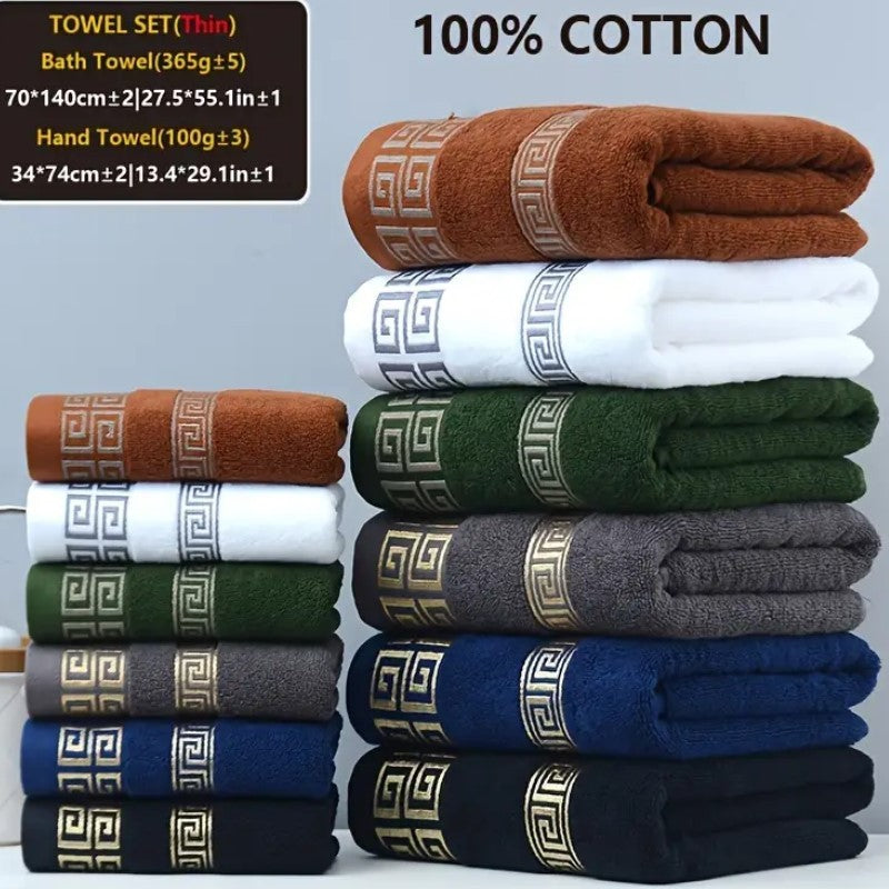 2pcs White Cotton Towels 34x74cm 70x140cm Embroidered Hotel Bathroom Towels For Adult Quick-Dry Thicken Soft Face Bath Towels