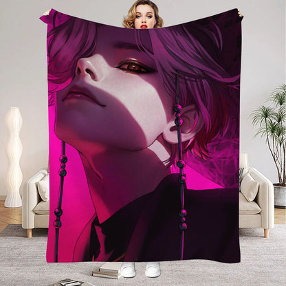 Huntrix Blankets K pop Demon Hunters Zoey Rumi Mira Soft Warm Throw Blanket Kids Living Room Couch Sofa Bed Fluffy Bedspread