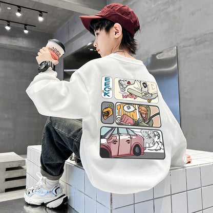 Autumn Baby Boy Clothes Street Graffiti Print Casual Sports Sweatshirts Long Sleeve Children Top Korean Children's Clothes 2025