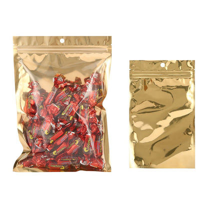 100pcs One Side Clear Laser Shiny Aluminum Foil Zip Lock Bags  Reflective Holographic Self-sealing Pouch for Fashion Accessories