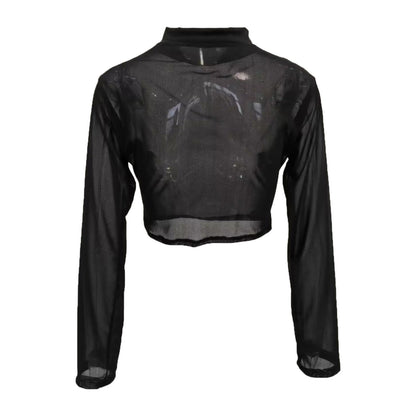 Sexy Women Crop Top See Through Mesh Tops Long Sleeve Sheer Slim Fit T Shirts Ladies Stretchy Transparent Bottomed Blouses