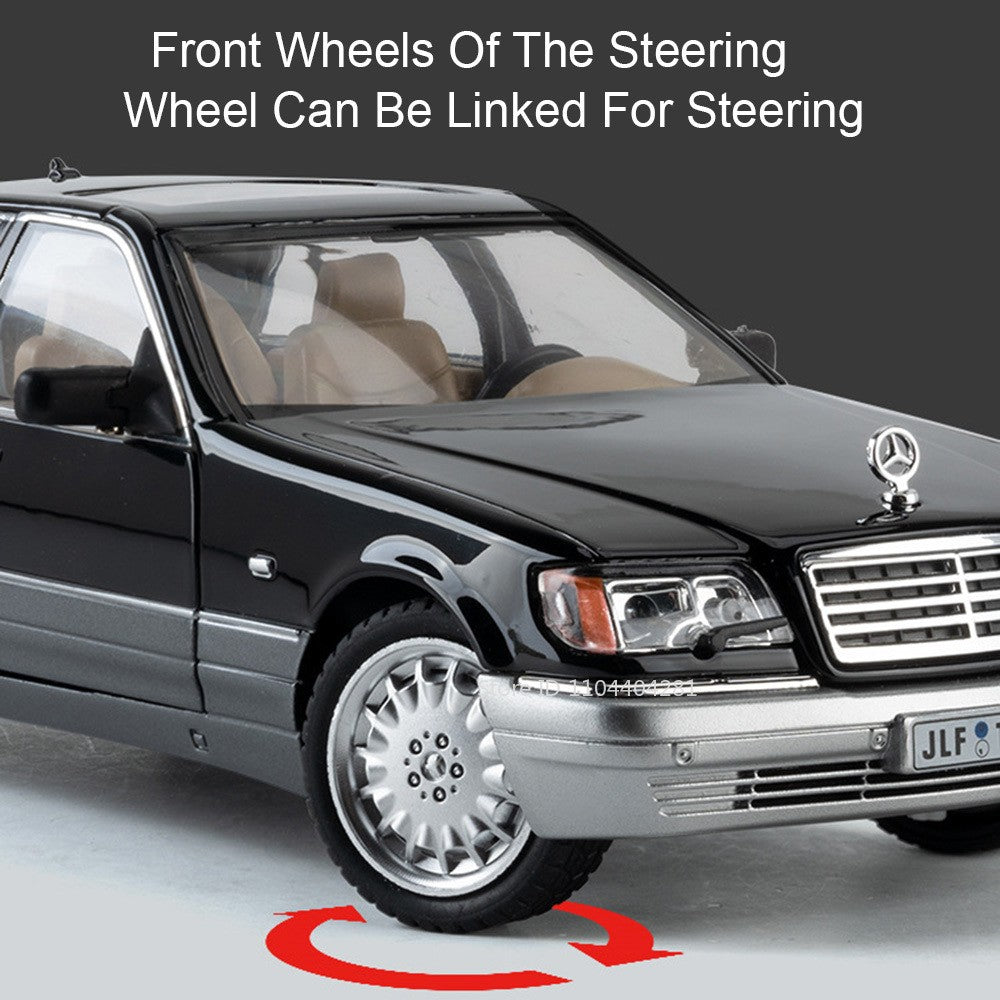 1:24 W140 300SL Toys Alloy Miniature Car Diecast Model Doors Opened Sound Light Pull Abck Rubber Tires Vehice Kid Christmas Gift