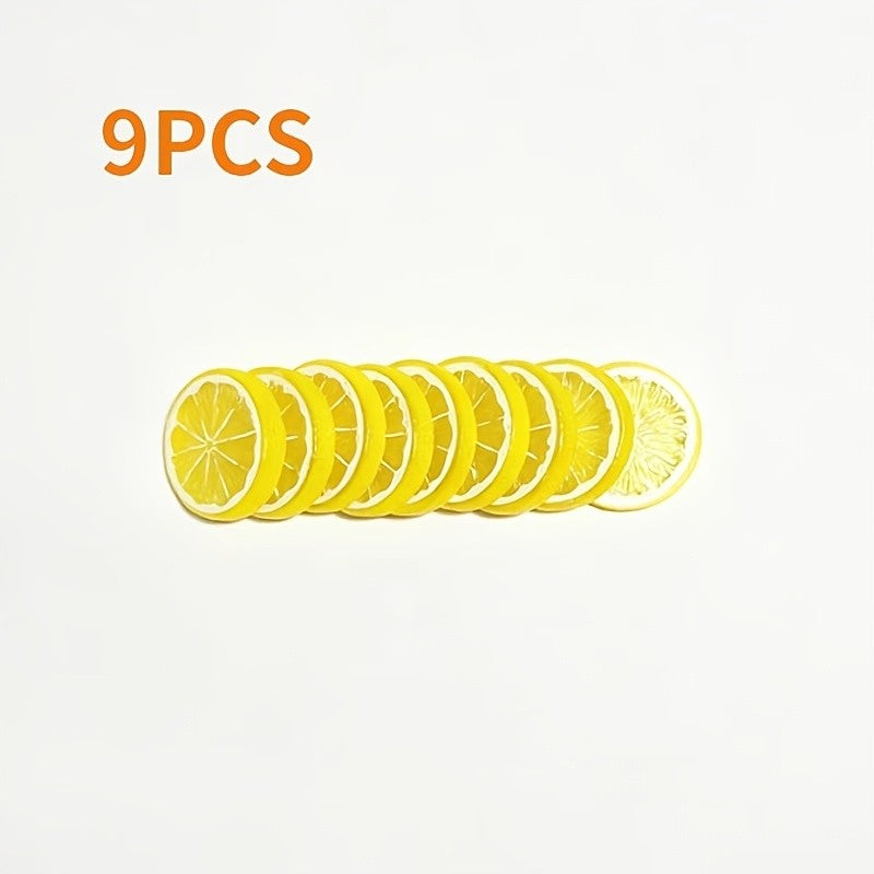 9 Pcs Mixed Color Artificial Lemon Slices, Vibrant Fake Citrus Cutouts, Party Table Scatter, Photo Booth Backdrop Accents, Summe