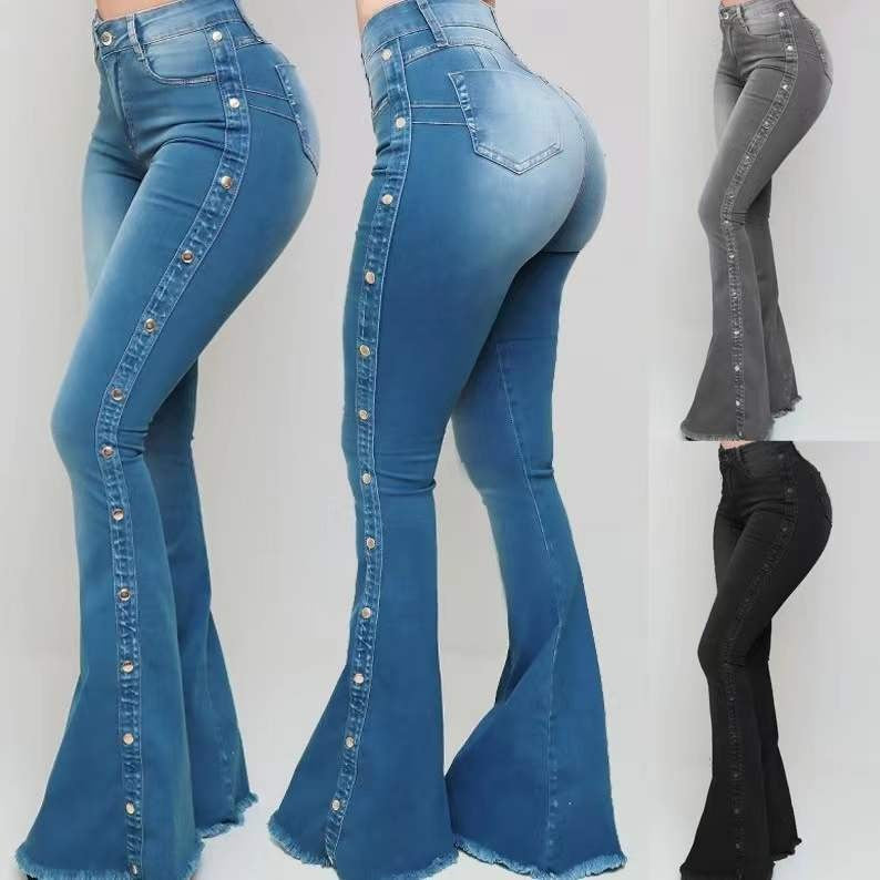Women's Clothing New Jeans European American 2025 new popular high waisted elastic floor speaker jeans women long pants Jeans