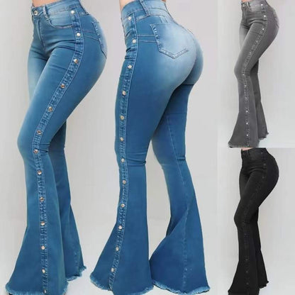 Women's Clothing New Jeans European American 2025 new popular high waisted elastic floor speaker jeans women long pants Jeans