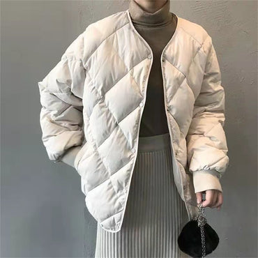 Autumn Winter Single Breasted Coat Women 2025 Fashion Solid Warm Quilted Jacket Long Sleeve O Neck Coats Lady Casual Outfit Wear