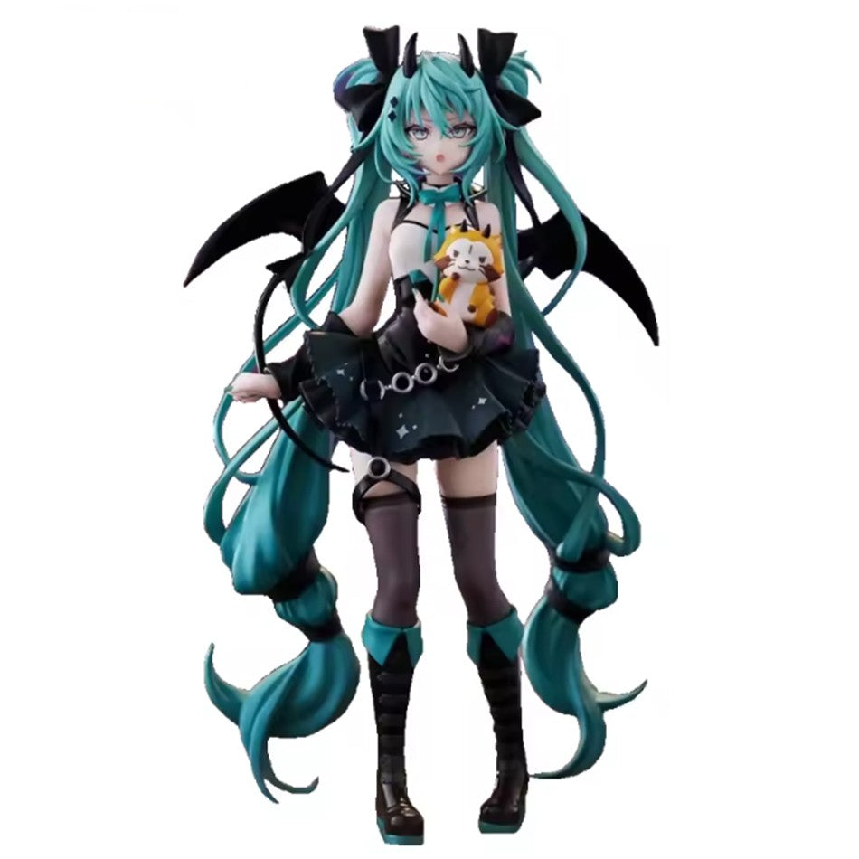 Anime Hatsune Miku Pequena Diaba Feita à Mão Guaxinim Chuyin Anjo Negro Modelo de PVC Feito à Mão Ornamentos Periféricos de Animação