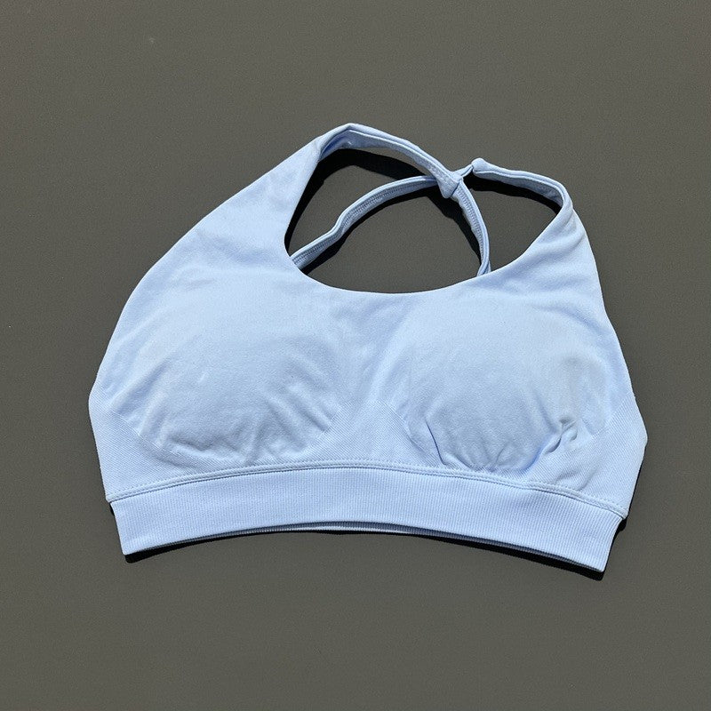Women Asymmetric Sports Bra Seamless Yoga Top High Support Removable Chest Open Back Bra Gym Workout Underwear