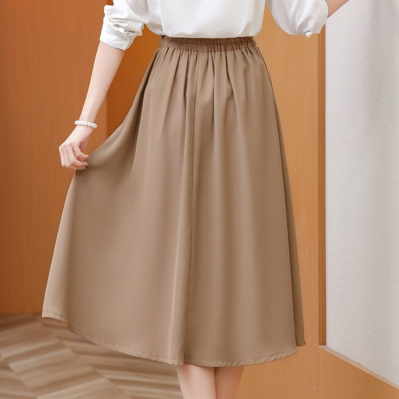 2024 New Solid Color Fringe Skirt Summer Classic Clothing Women's Loose Plus Size Skirt New Street Elegance Calf Belly Skirt