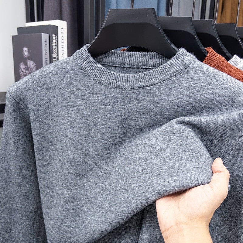 2025 New Men's Casual Sweater Round Neck Long Sleeve Knitted Sweater Diamond Pattern Fashion Versatile Top