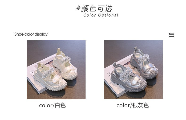 Girls' Casual Shoes Mesh Breathable Children's Sports Sandals 2025 Summer Fashion Flower Girls' Princess Shoes 3-12 Years Old