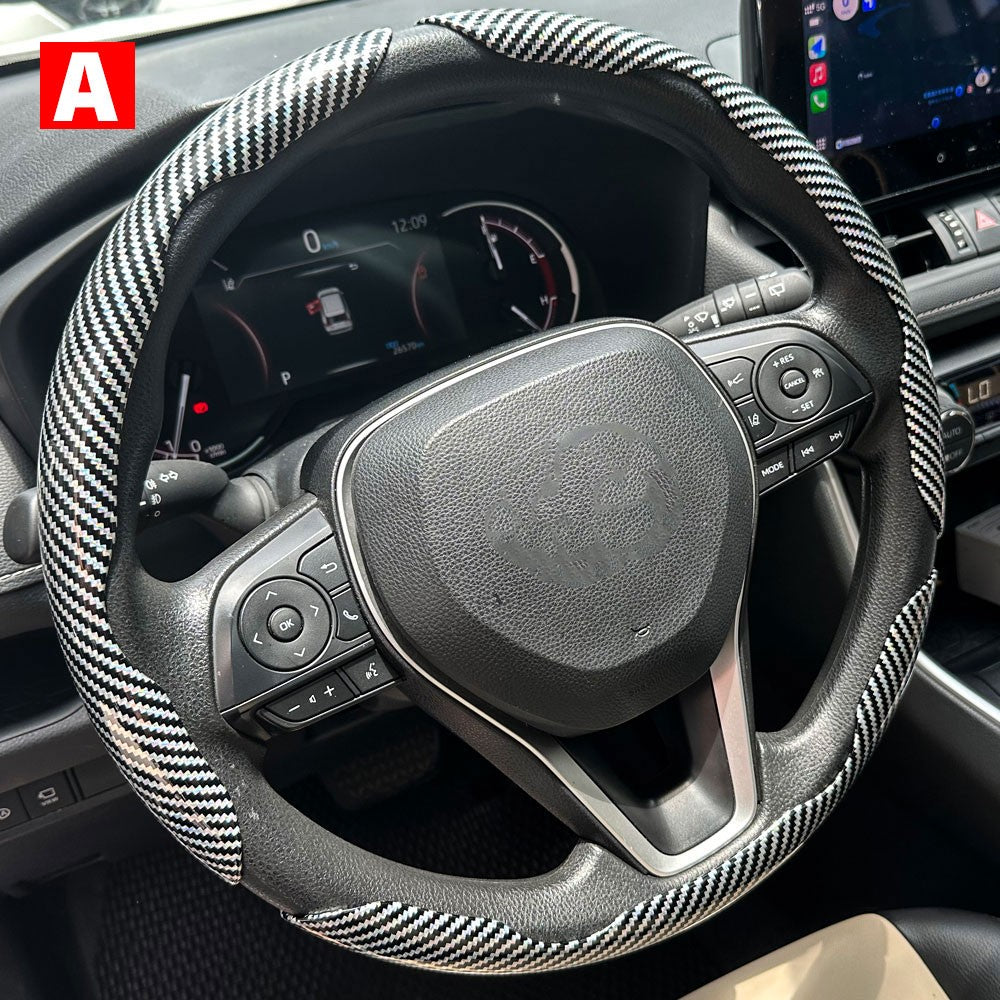 1 par de capas para volante de carro, impulsionador de microfibra, acessórios decorativos internos automotivos, fibra de carbono universal