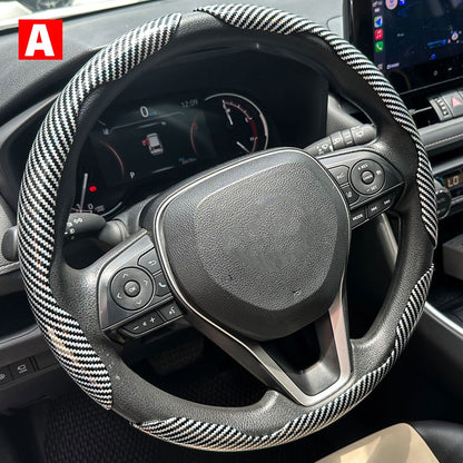 1 par de capas para volante de carro, impulsionador de microfibra, acessórios decorativos internos automotivos, fibra de carbono universal