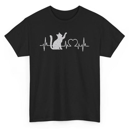 Heartbeat Love Cat T Shirt Novelty Kitten Funny