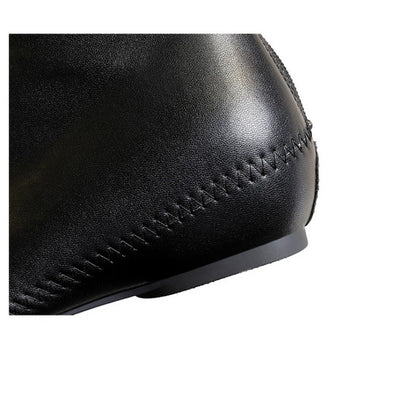 Retro European American Style Versatile Low Heel Heel Heightened Metal Pointed Iron Head Short Tube Women's Boots Short Boots