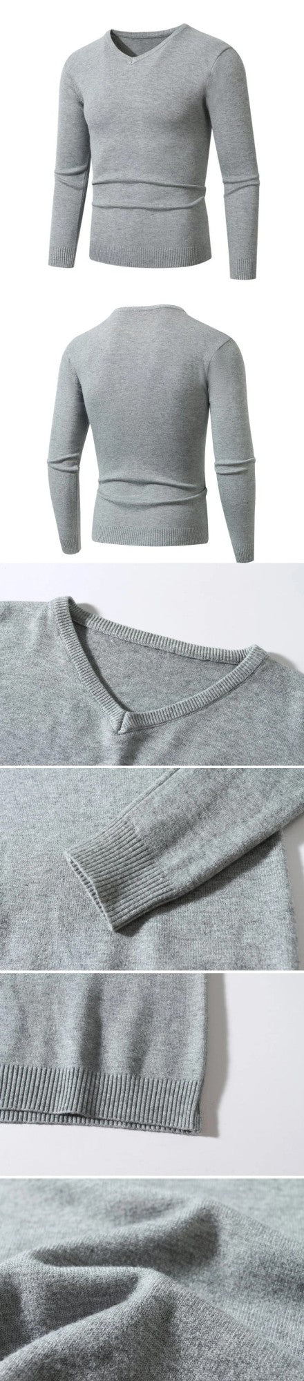 Animal Game Autumn Men's V Neck Pullover Sweaters Solid Color Casual Sweater Long Sleeve Men's Basic Underwear Trend Outerwear