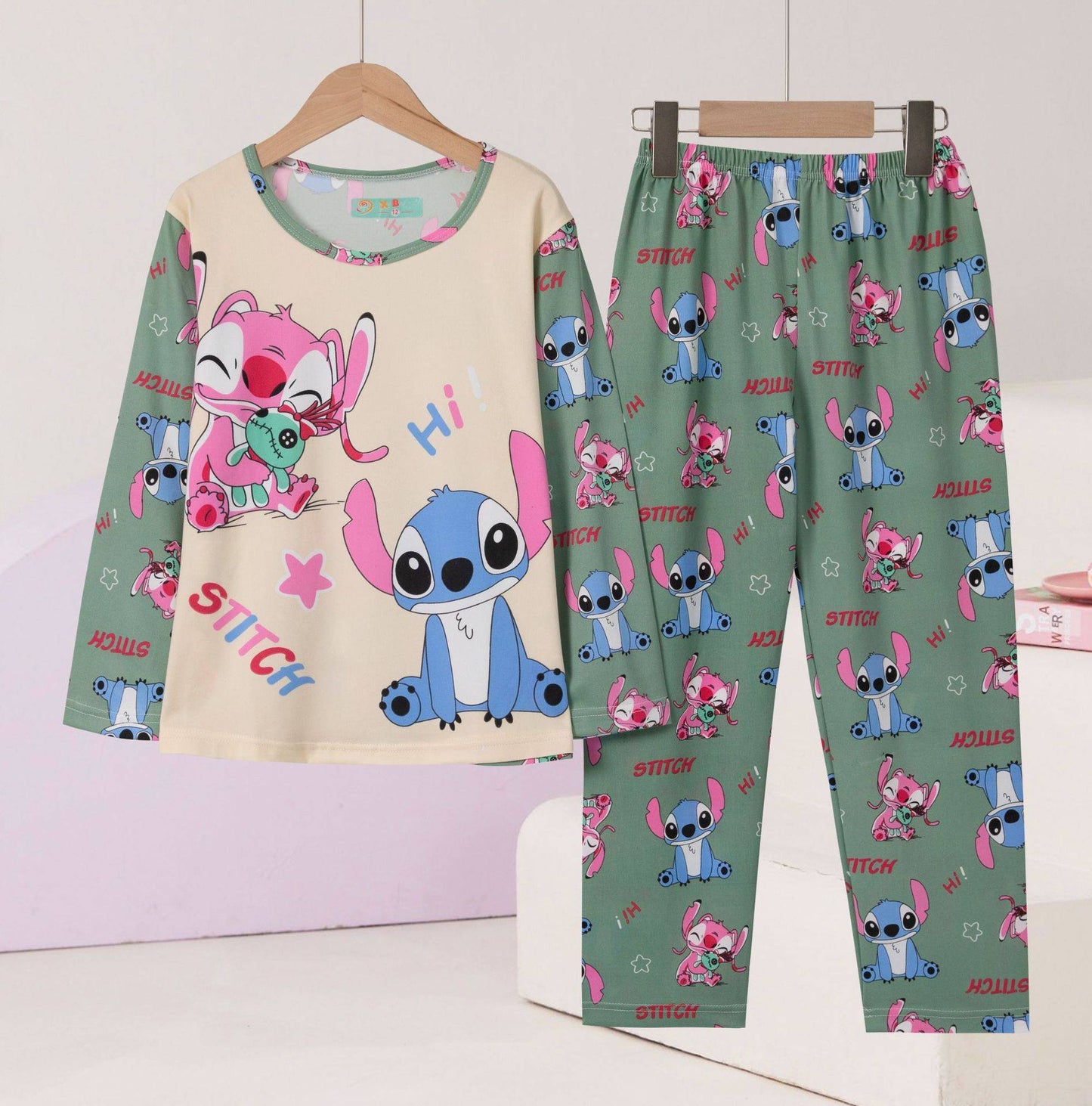 New Pajama Boys Girls Pajamas Stitch Clothing Sets Kids Long Sleeve +Pant 2Piece Children Home Clothing Girl Nightgown