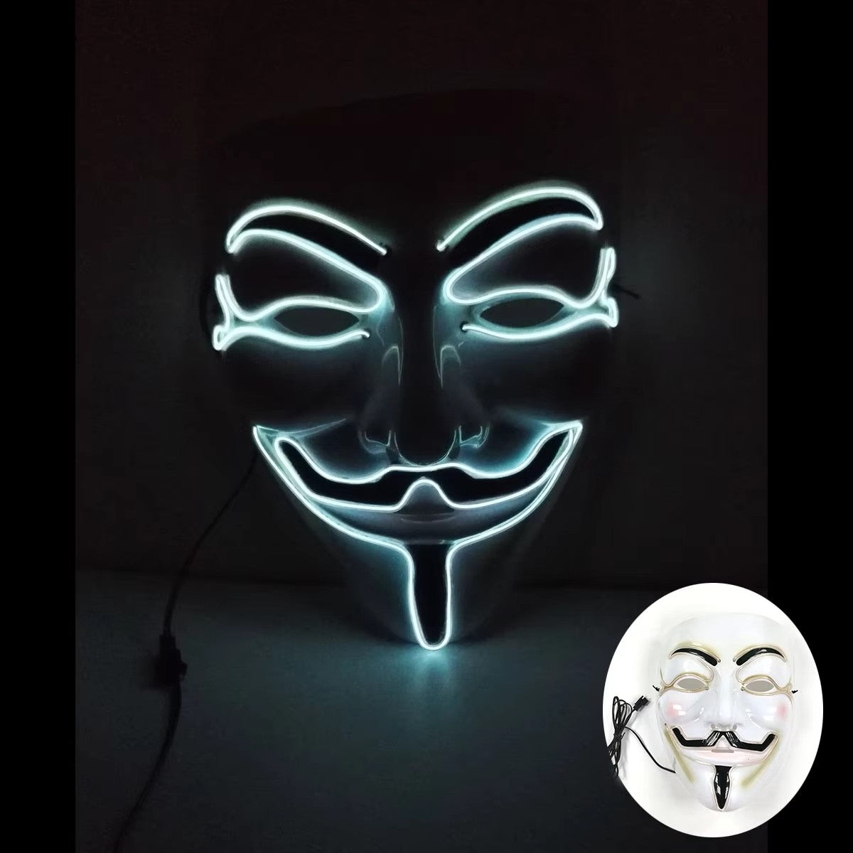 Halloween LED Vendetta Mask Night Club Carnival Party Festival Decoration Cosplay Vendetta Guy Fawkes Mascara Glowing V Mask