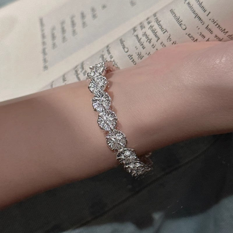 Pulseira Bracelete de Prata Esterlina 925 Pena Flor Dourada Vintage Punk Para Mulheres Homens Joias da Moda Presente Dropship Atacado