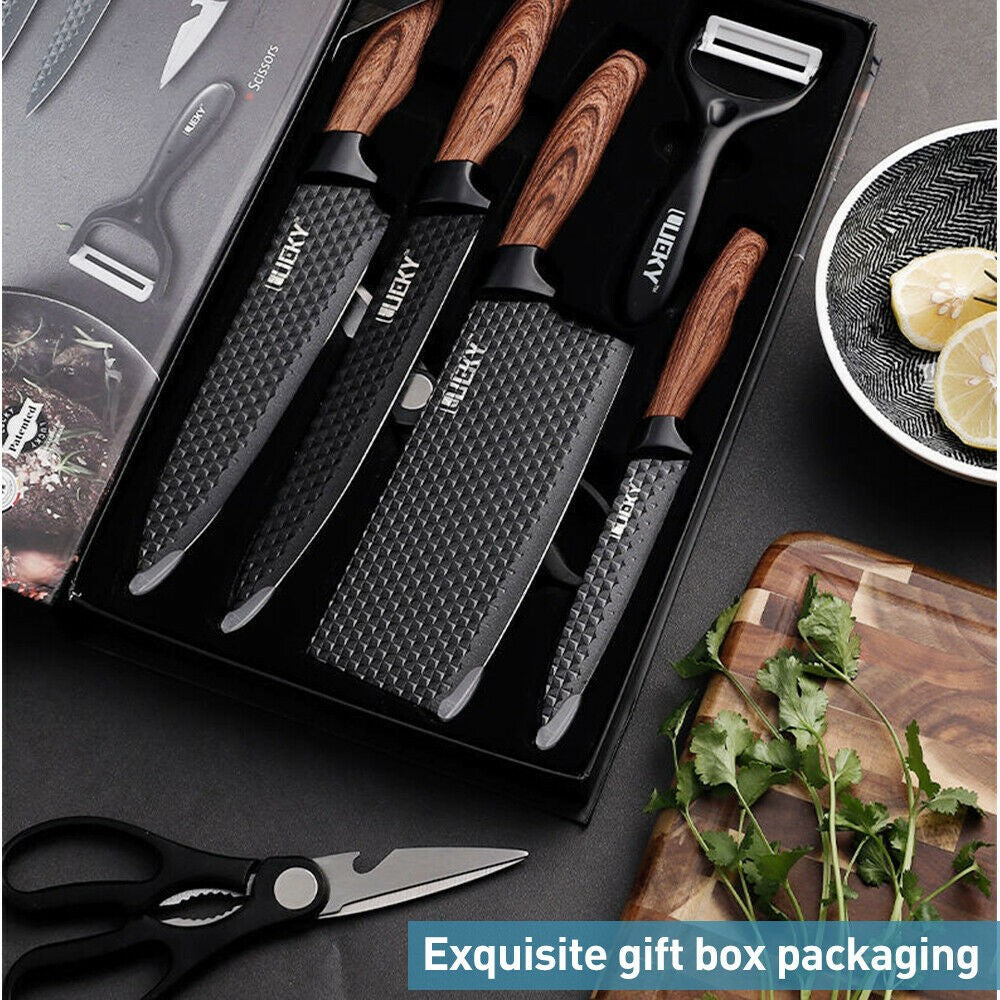 ZENG Kitchen Knives Sets Sharp Stainless Steel Chef Knife,Cleaver,Scissors Vegetable Fruit Peeler Unitly Knife Kitchen Tool Se