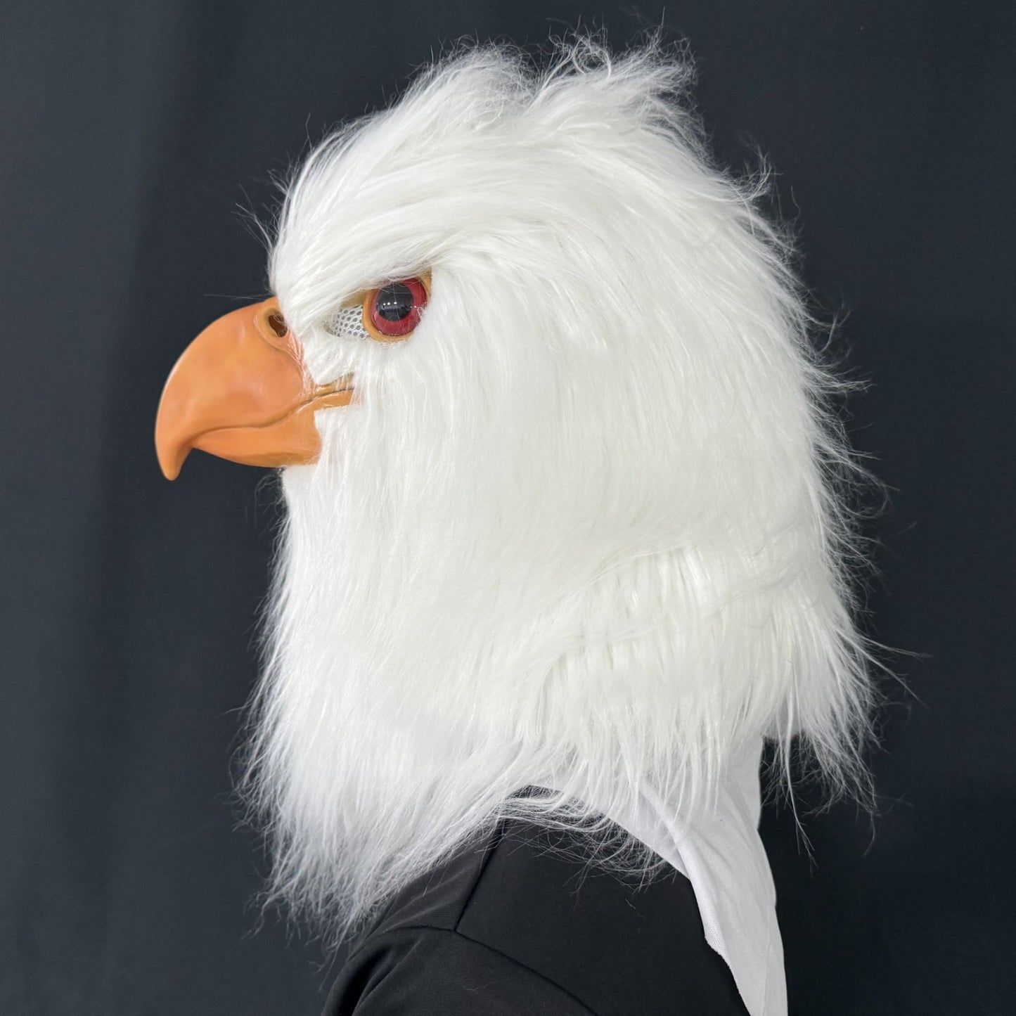 White Eagle Latex Mask – Realistic Bird Head Costume Feathers For Adults Halloween Party Cosplay Animal Prop Masquerade Carnival