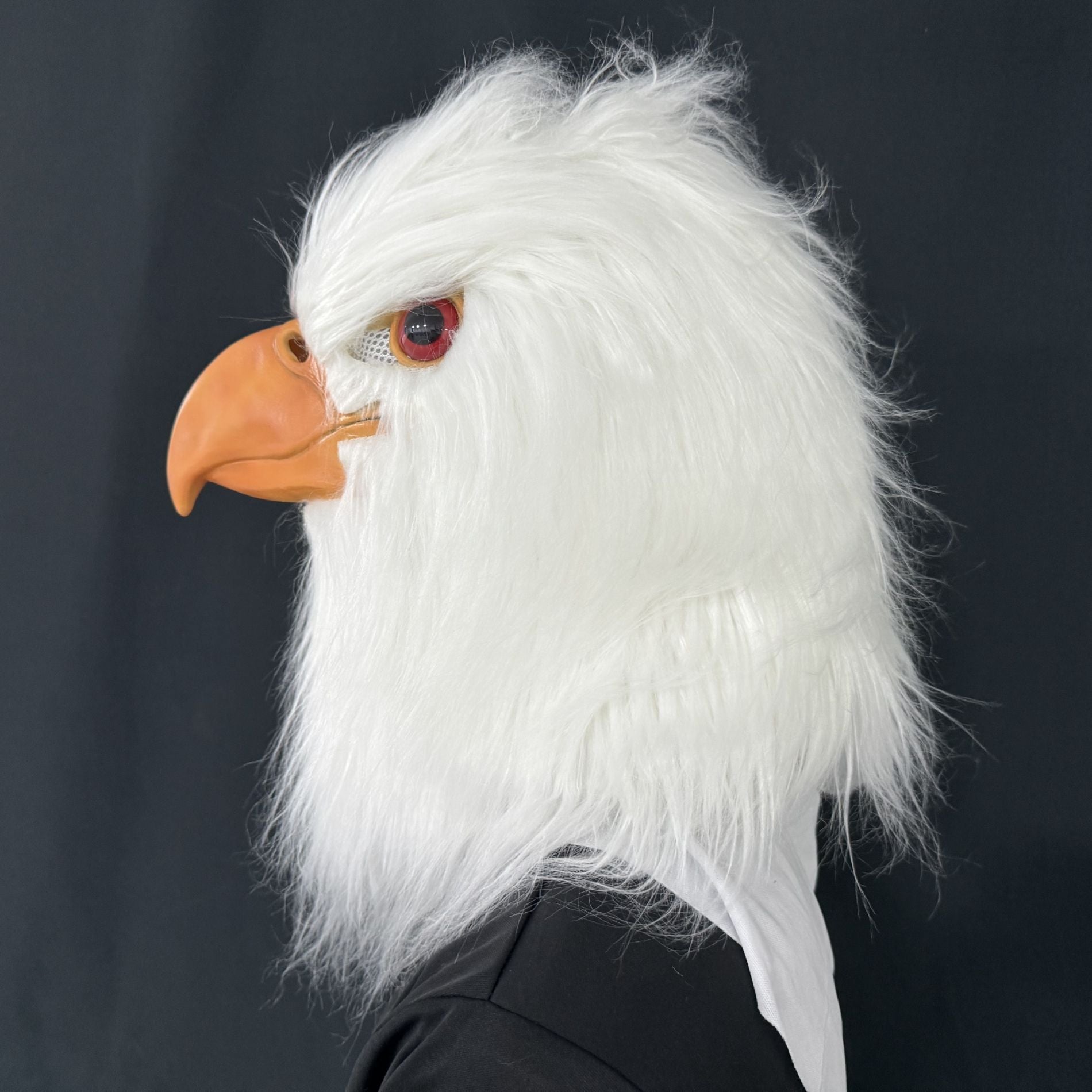 White Eagle Latex Mask – Realistic Bird Head Costume Feathers For Adults Halloween Party Cosplay Animal Prop Masquerade Carnival