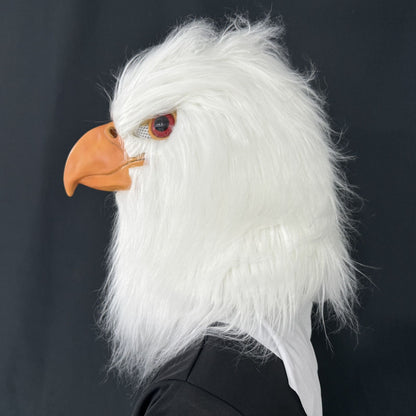 White Eagle Latex Mask – Realistic Bird Head Costume Feathers For Adults Halloween Party Cosplay Animal Prop Masquerade Carnival