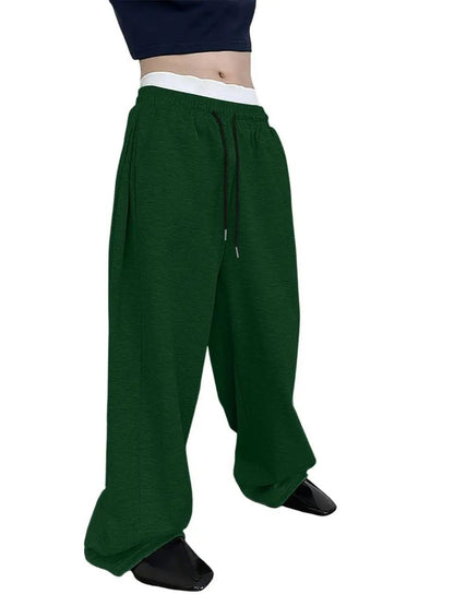 2025 wide leg sweatpants men's sweatpants waist drawstring straight leg loose pants straight leg sports pants
