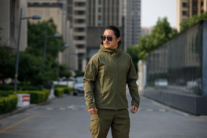 Sharkskin Soft-shell Hard Shell Camouflage Jacket Fleece Thick Tactical Suit Hooded Coat Manufacturers Handsome Outdoor Jacket