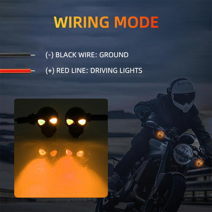 2x Mini Moto LED Luz de Seta Indicador de Seta em Formato de Caveira DRL Dianteiro Traseiro para Honda Yamaha Honda