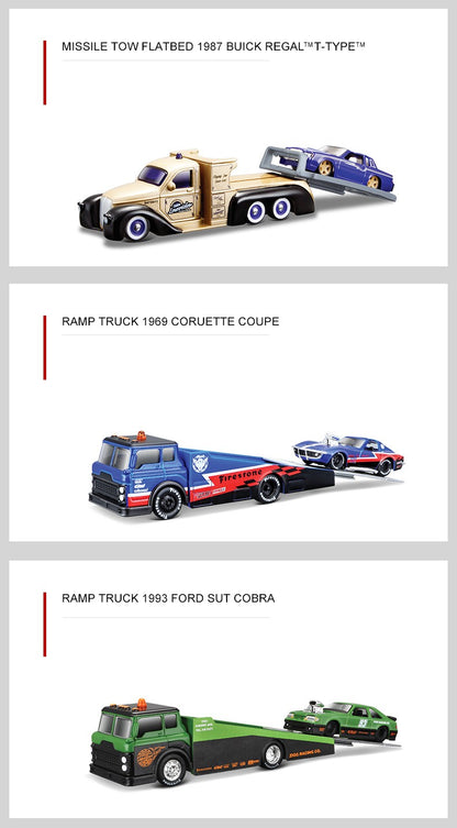 Maisto 1:64 FLATBED/1988 BMW M3 E30 1965 FORD MUSTANG elite transport Modelo de carro fundido coleção presente brinquedo