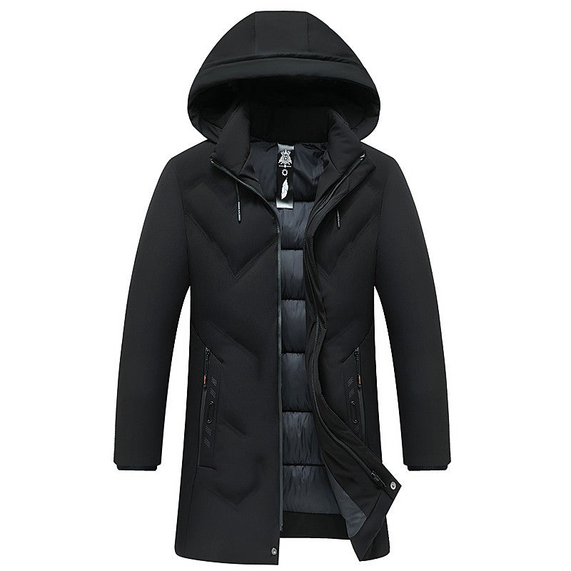 Top Grade Designer New Brand Men Parka Jacket Thick Casual Fashion Windbreaker Hooded Quilted Bubble Coats Long Mens Clothes