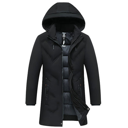 Top Grade Designer New Brand Men Parka Jacket Thick Casual Fashion Windbreaker Hooded Quilted Bubble Coats Long Mens Clothes