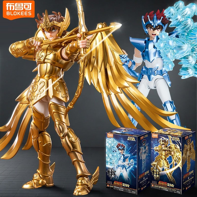 Kit de Bonecos Articulados Saint Seiya Blk Blokees Originais - Touro Pégaso Sagitário Brinquedos de Anime Colecionáveis Montados Presente de Aniversário