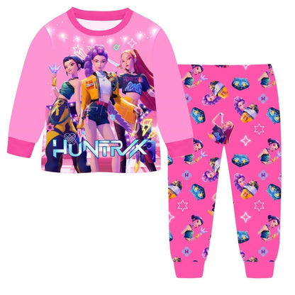 Anime Kpop Demon Hunters Zoey Costume Kids Huntrix Rumi Girls Tshirt Pants Sets Autumn Pajamas for Children's Clothing 3-14Years