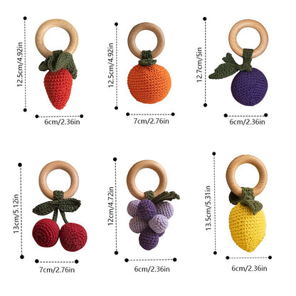 1 Brinquedo Chocalho de Crochê para Bebê Fruta Pulseira de Madeira com Design de Limão e Cereja Brinquedo Musical Chocalho para Bebês Brinquedos Mordedores Presentes para Recém-Nascidos