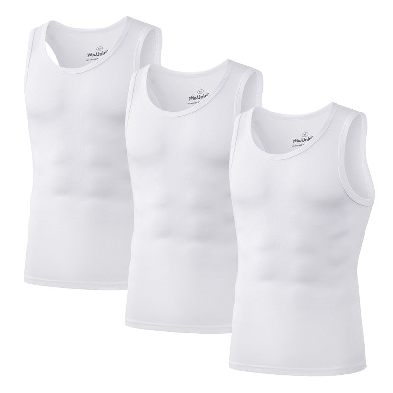 3Pcs/Pack Solid Color Men's Tank Top Sleeveless Undershirts Men Vest Gym T-Shirt High Quality Bamboo Fiber Man Singlets Sports