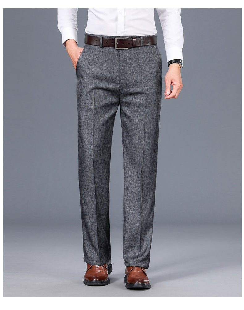 Top Quality 100% Cotton New Brand Casual Fashion Business Straight Long Dress Pants High Waist Trousers Men's Clothing