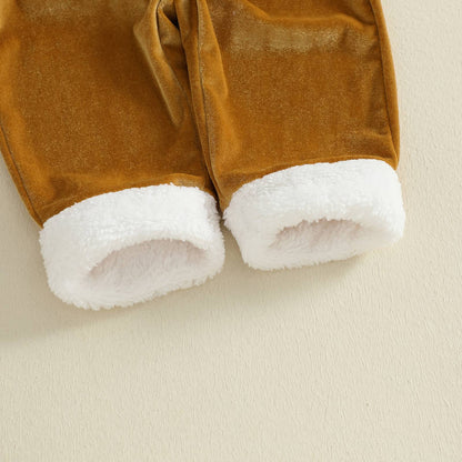 Christmas Infant Baby Girl Boy Velvet Clothes Toddler Long Sleeve Lapel Button Down Tops Elastic Waist Pants Santa Costume Set