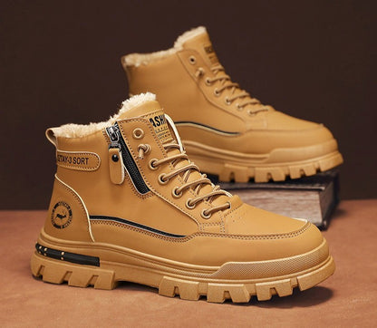 New winter plush  thick warm men's cotton shoes trendy outdoor high top male snow boots