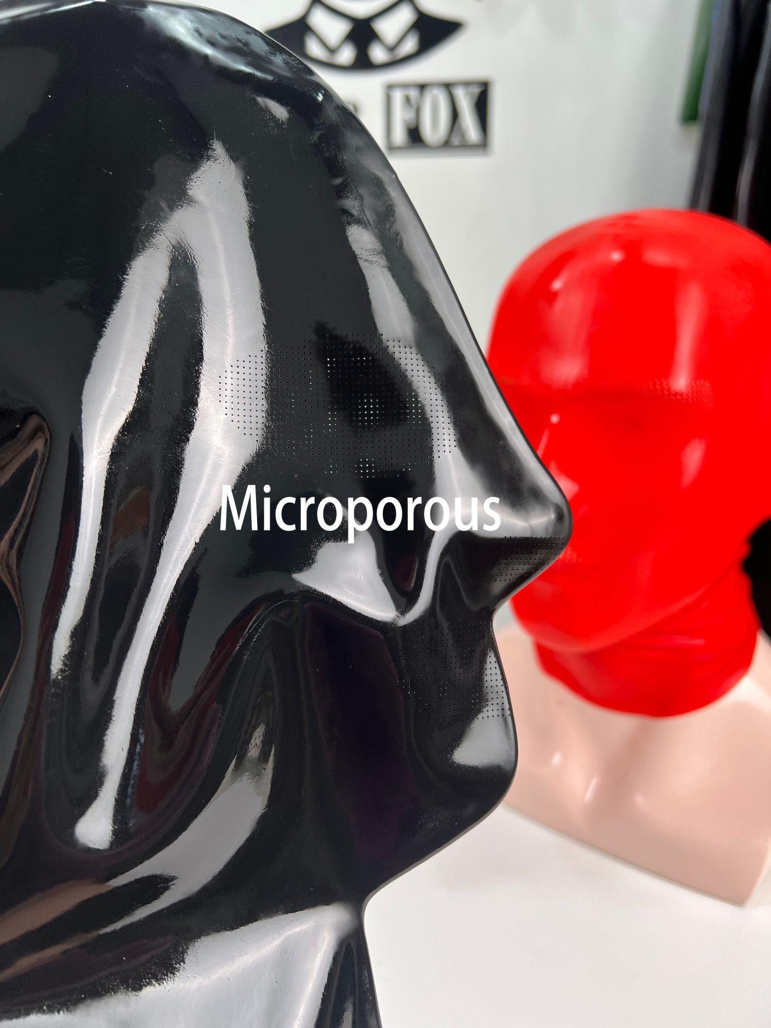 Red Microporous Rubber Stretch Hood Costume Head Mask
