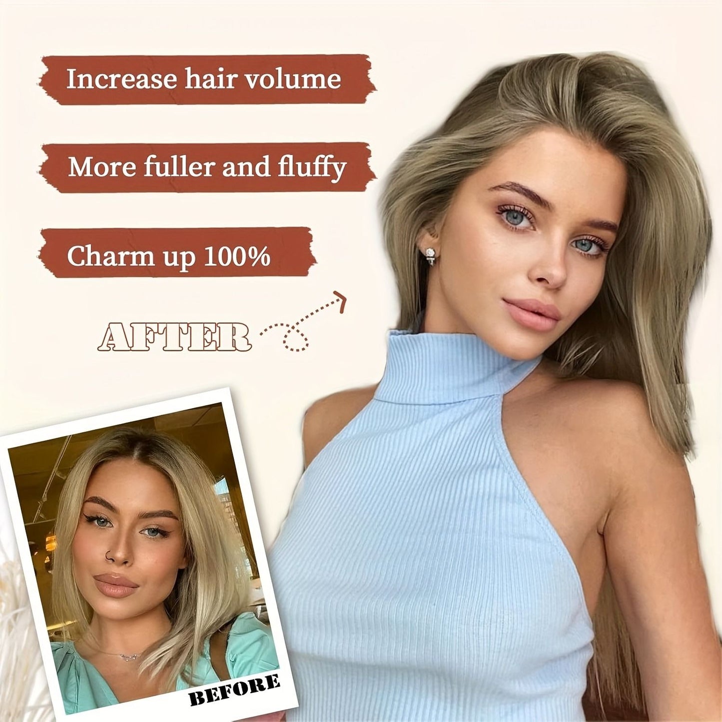4 Pcs Perucas Femininas Sintéticas com Topo de Cabeça - Perucas Curtas e Grossas com Grampos Invisíveis - Extensão de Cabelo para Cabelo Ralo Adicionando Volume