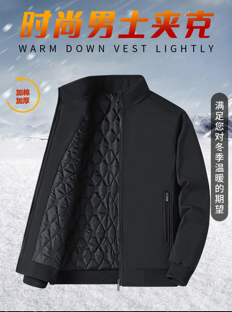 Winter Men's Fleece Warm Jackets Bomber Fashion Parkas Outerwear Coats Men Casual Windbreaker Jacket Classic Solid Thermal Coat