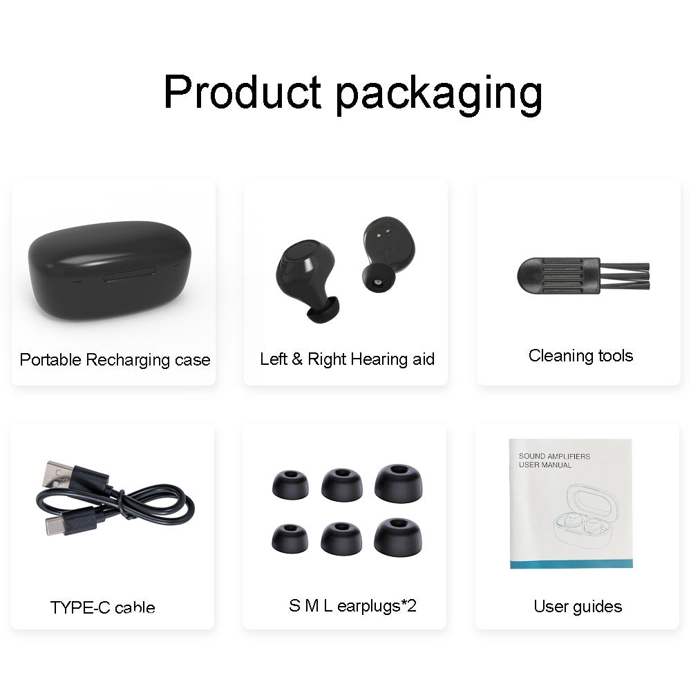 2024 New Mini Digital Hearing Aid Rechargeable Adjustable Tone Hearing aids for deafness elderly Moderate to Severe Loss Ear Aid