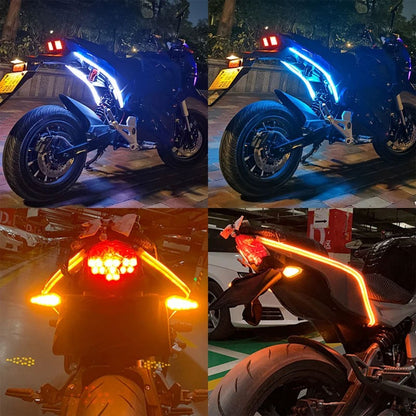 2 Peças Luzes de Seta para Moto LED Luz Diurna Luz Traseira DRL Faixa Decorativa À Prova d'Água Freio Luz Sequencial