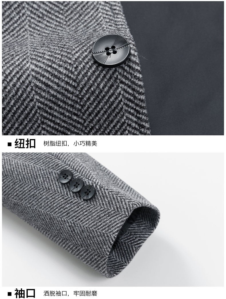 Classic Mens Office Dress Jackets Quality Casual Business Lapel Windbreak Coats Top Autumn Winter Blended Wool Jacket Streetwear